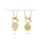 14K Engravable Heart Toggle Necklace