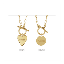 14K Engravable Heart Toggle Necklace