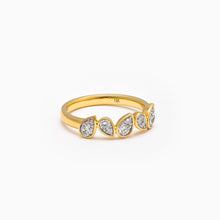 18K Gold and Natural Diamond Drop of Light Ring