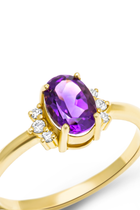 14K Amethyst and Natural Diamond Ring
