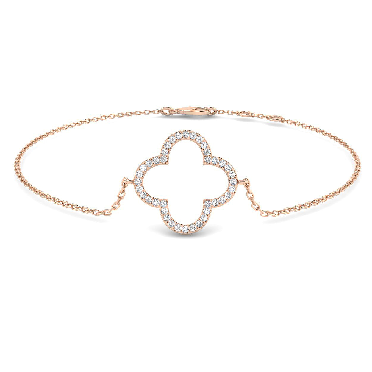 18K Clover Natural Diamond Bracelet
