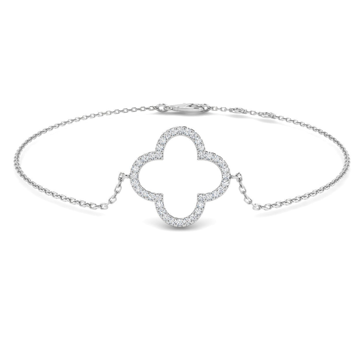 18K Clover Natural Diamond Bracelet