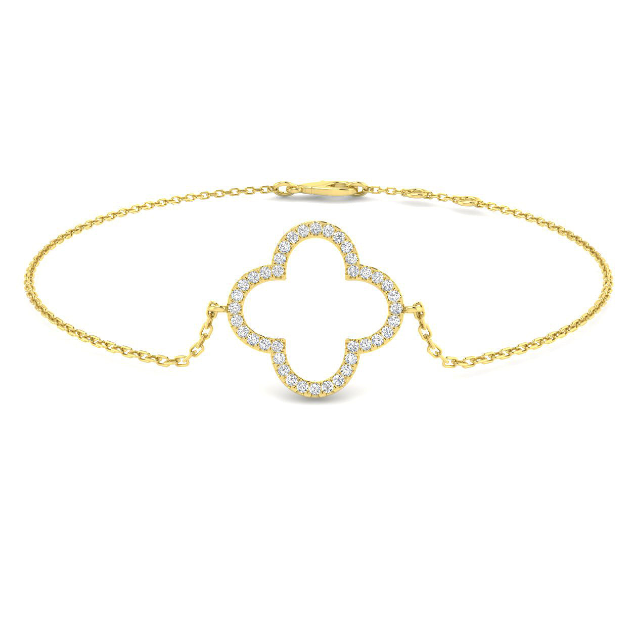 18K Clover Natural Diamond Bracelet