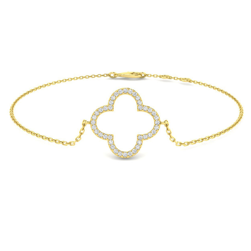 18K Clover Natural Diamond Bracelet