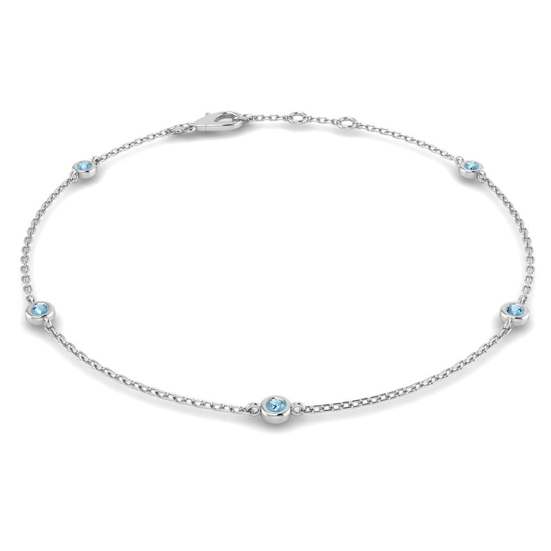18K Natural Birthstone 0.12ct Station Bracelet
