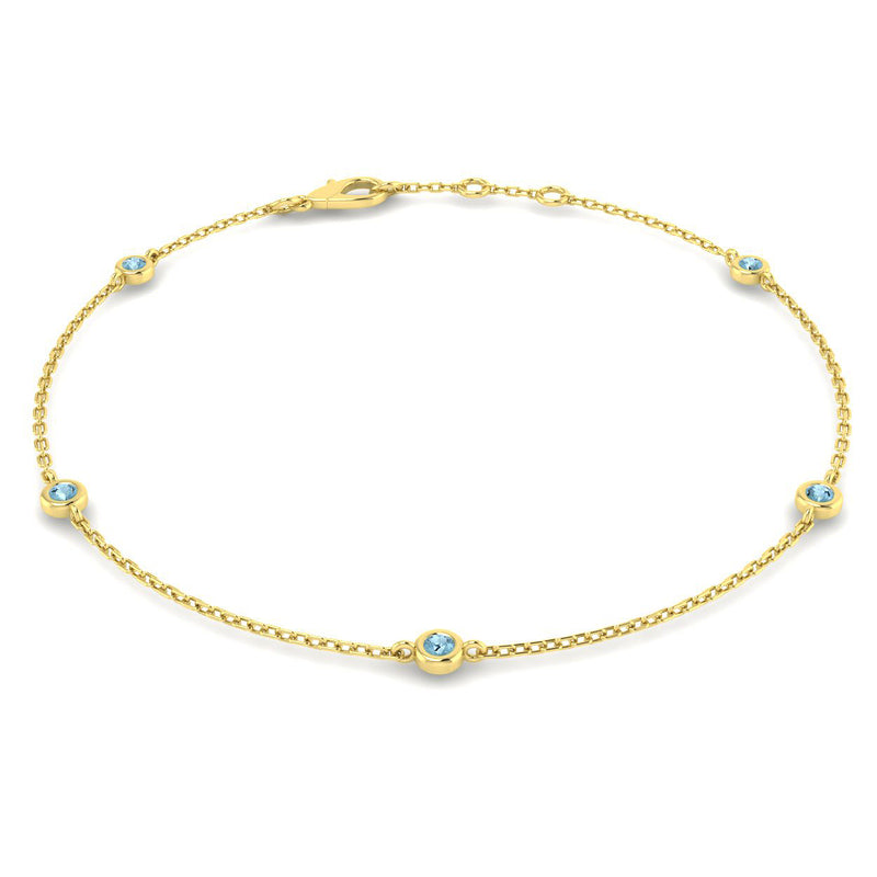 18K Natural Birthstone 0.12ct Station Bracelet