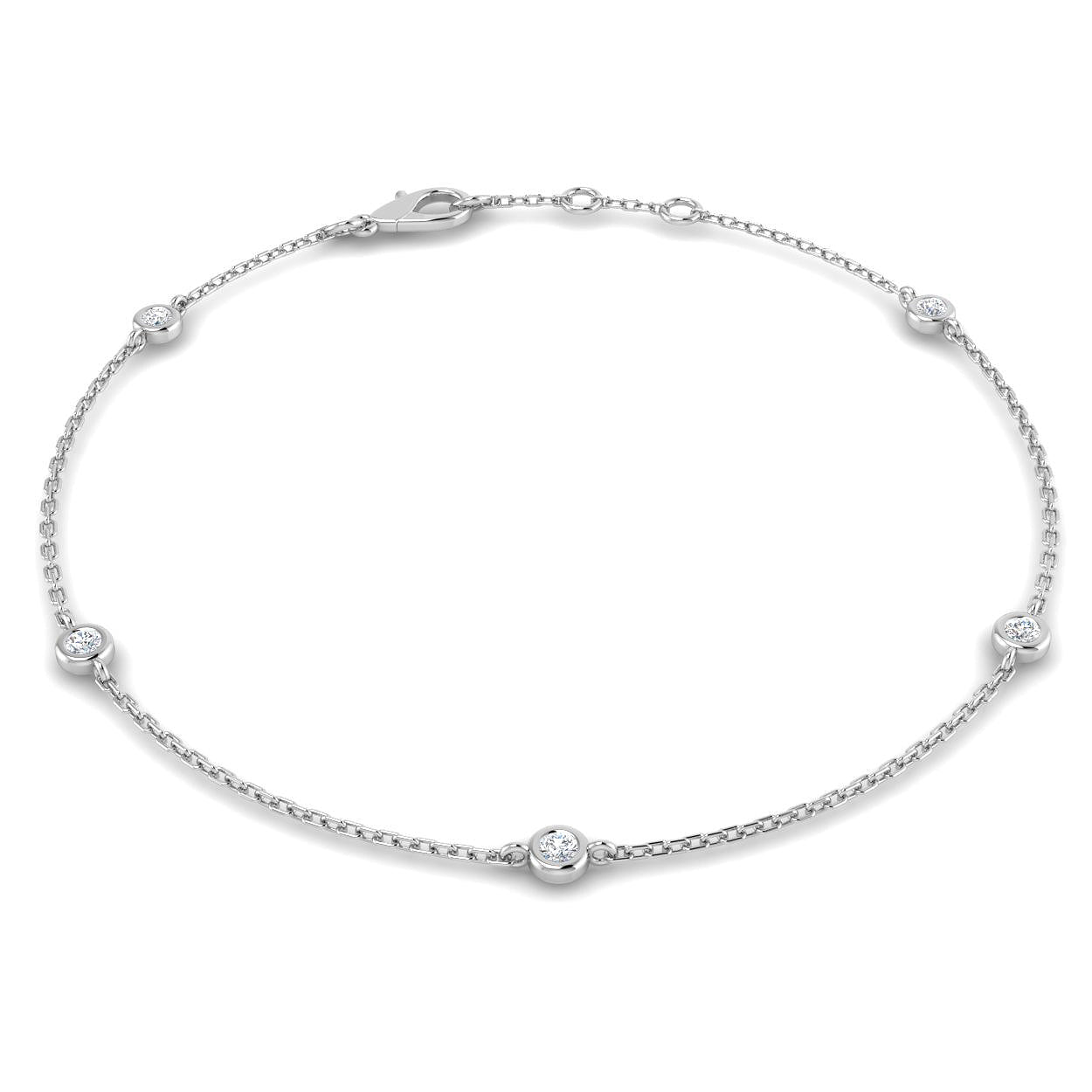 18K Gold and Natural Diamond Station Bracelet