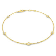 18K Gold and Natural Diamond Station Bracelet