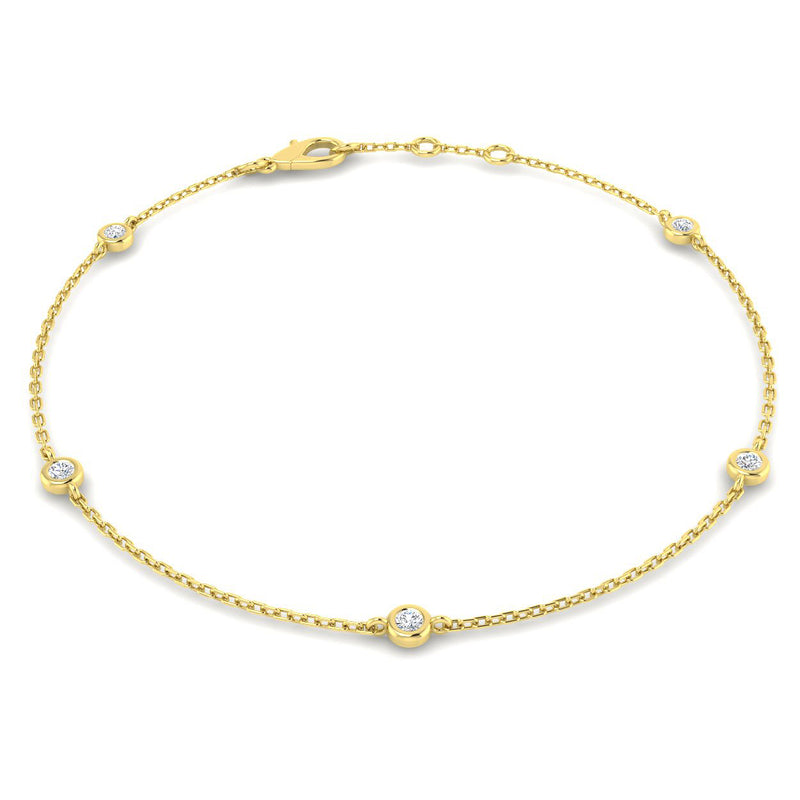 18K Gold and Natural Diamond Station Bracelet