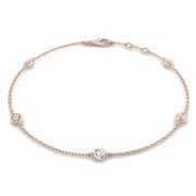 18K Gold and Natural Diamond Station Bracelet