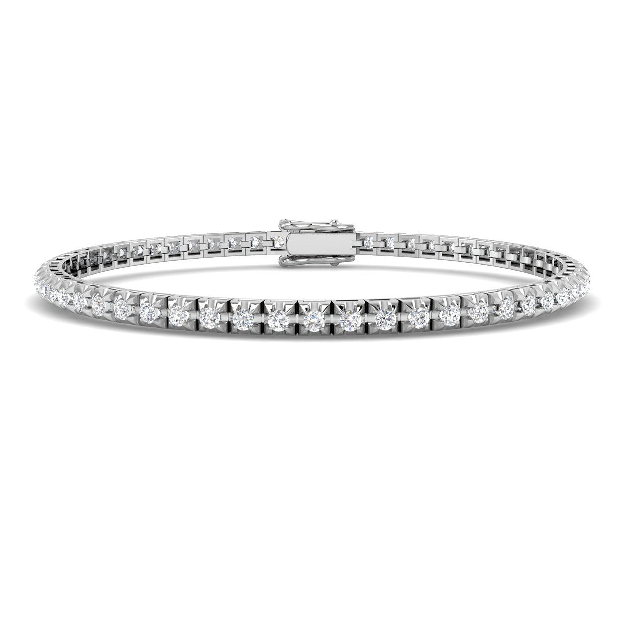 18K Box Set Natural Diamond Tennis Bracelet