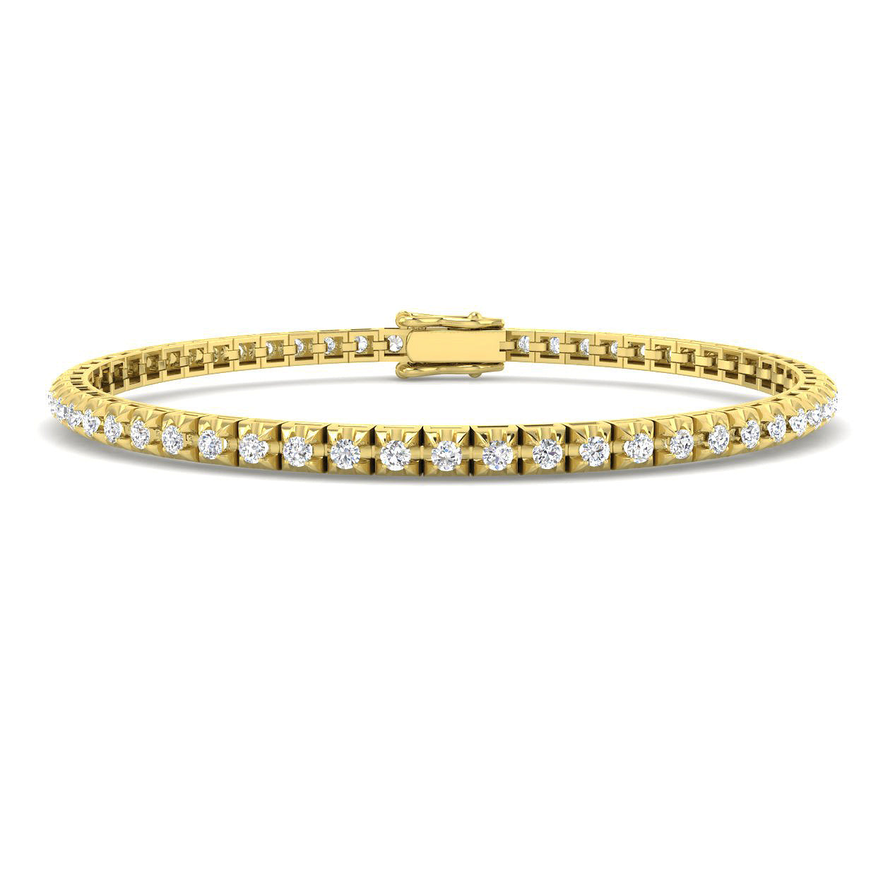18K Box Set Natural Diamond Tennis Bracelet