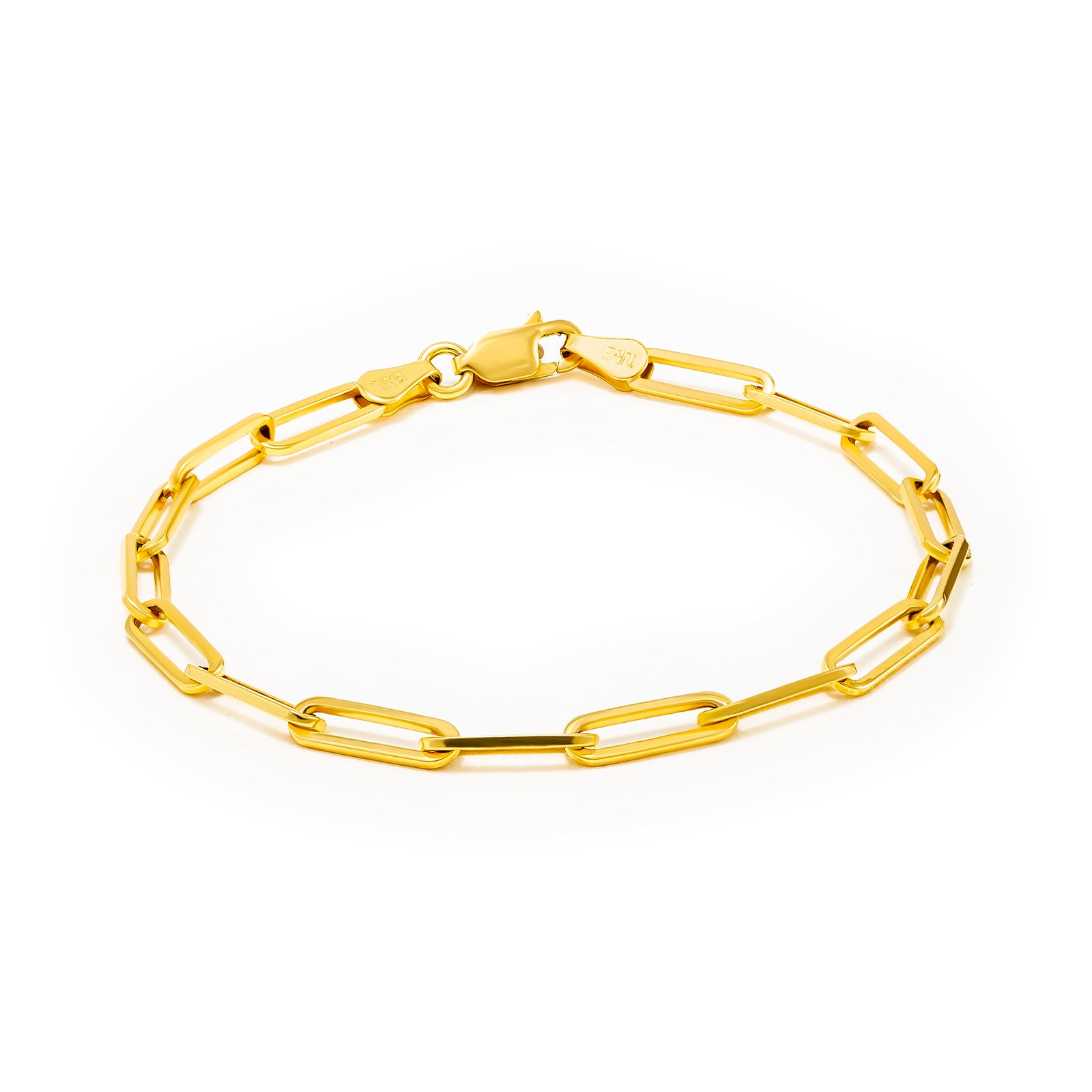 14K Gold Bold Paperclip Chain 3.85 mm Bracelet