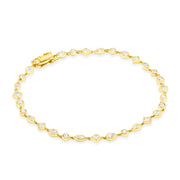 18K Natural Diamond Multi Shape Bezel Set Bracelet