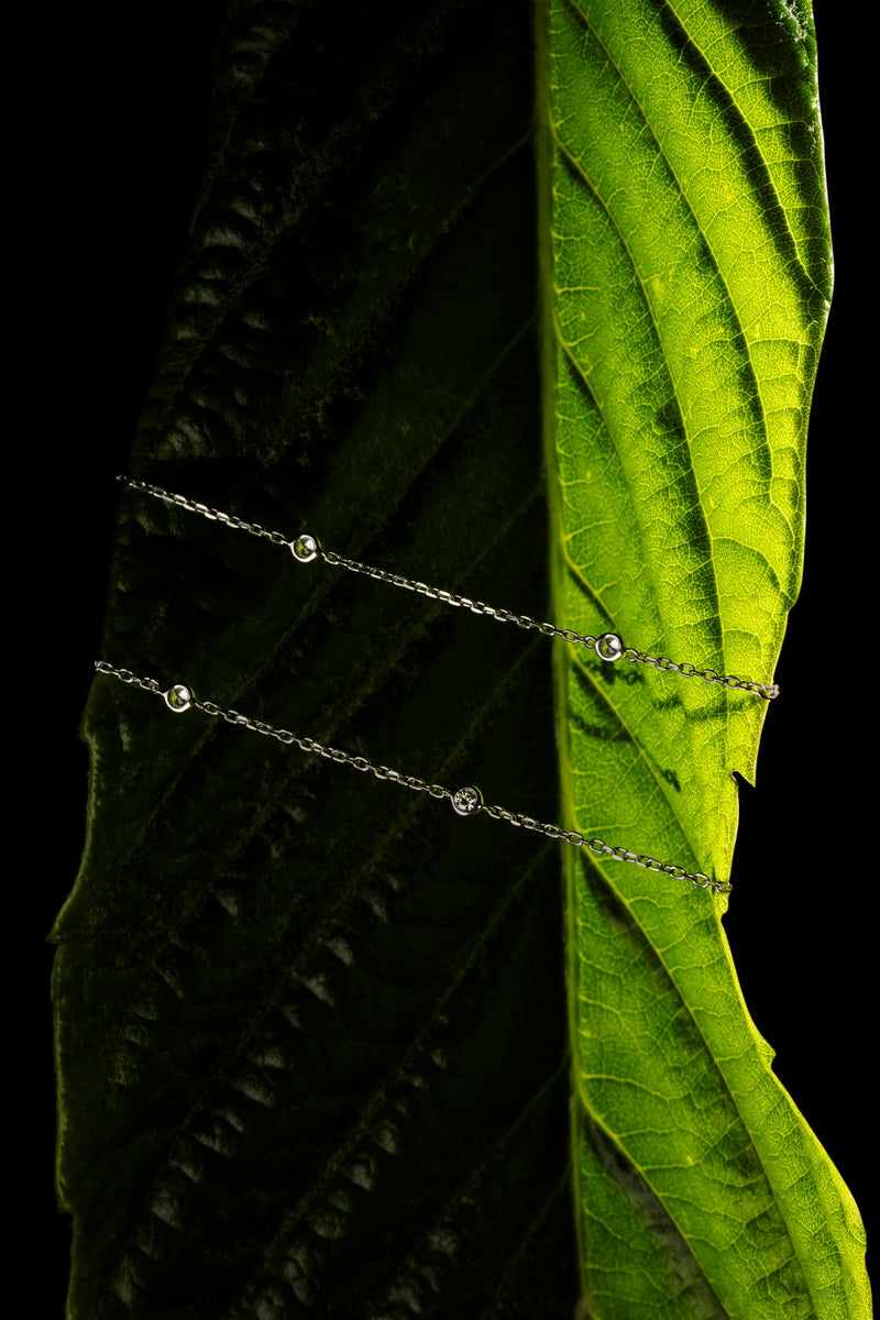 18K Gold Double Row Diamond Station Bracelet