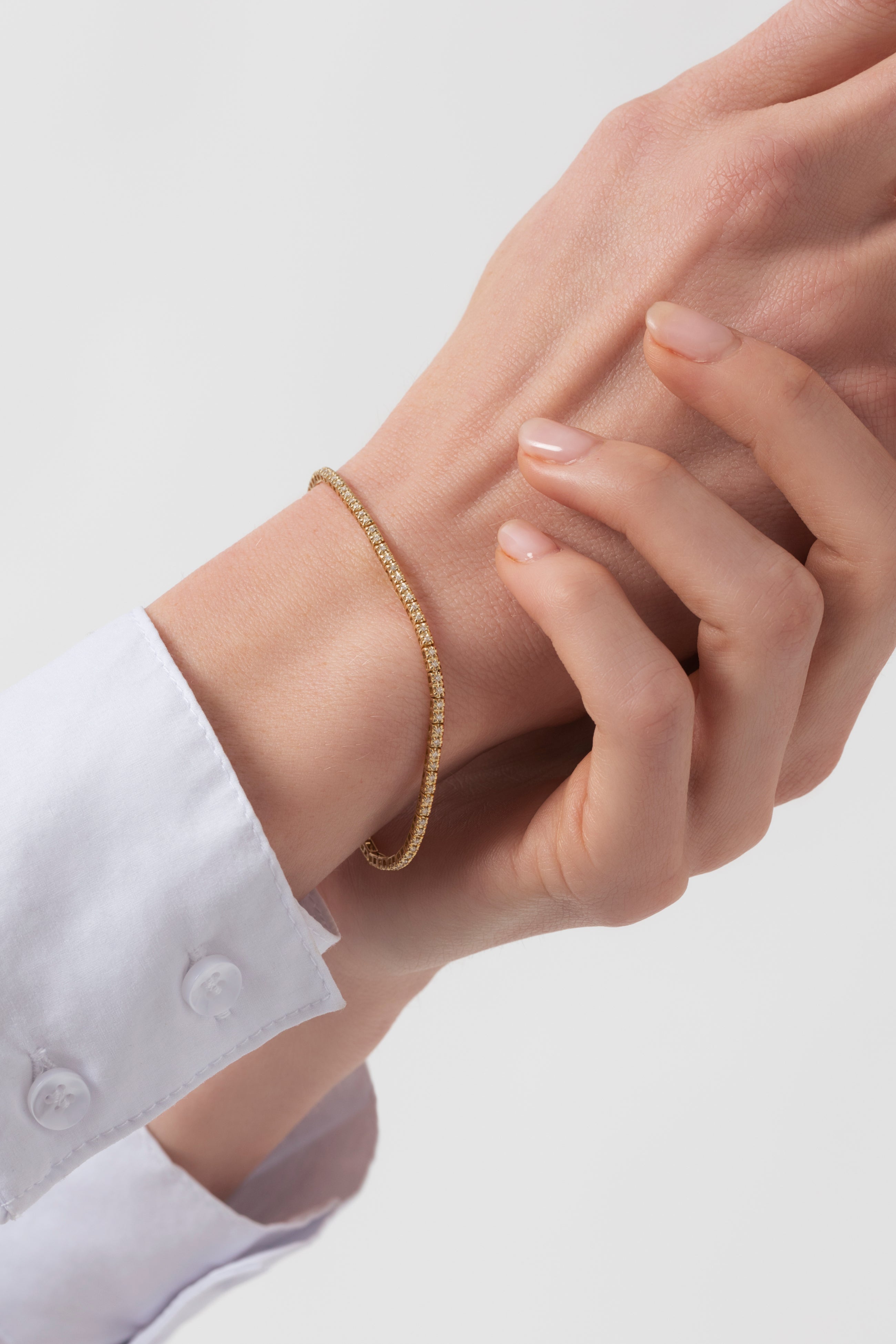 18K Box Set Natural Diamond Tennis Bracelet