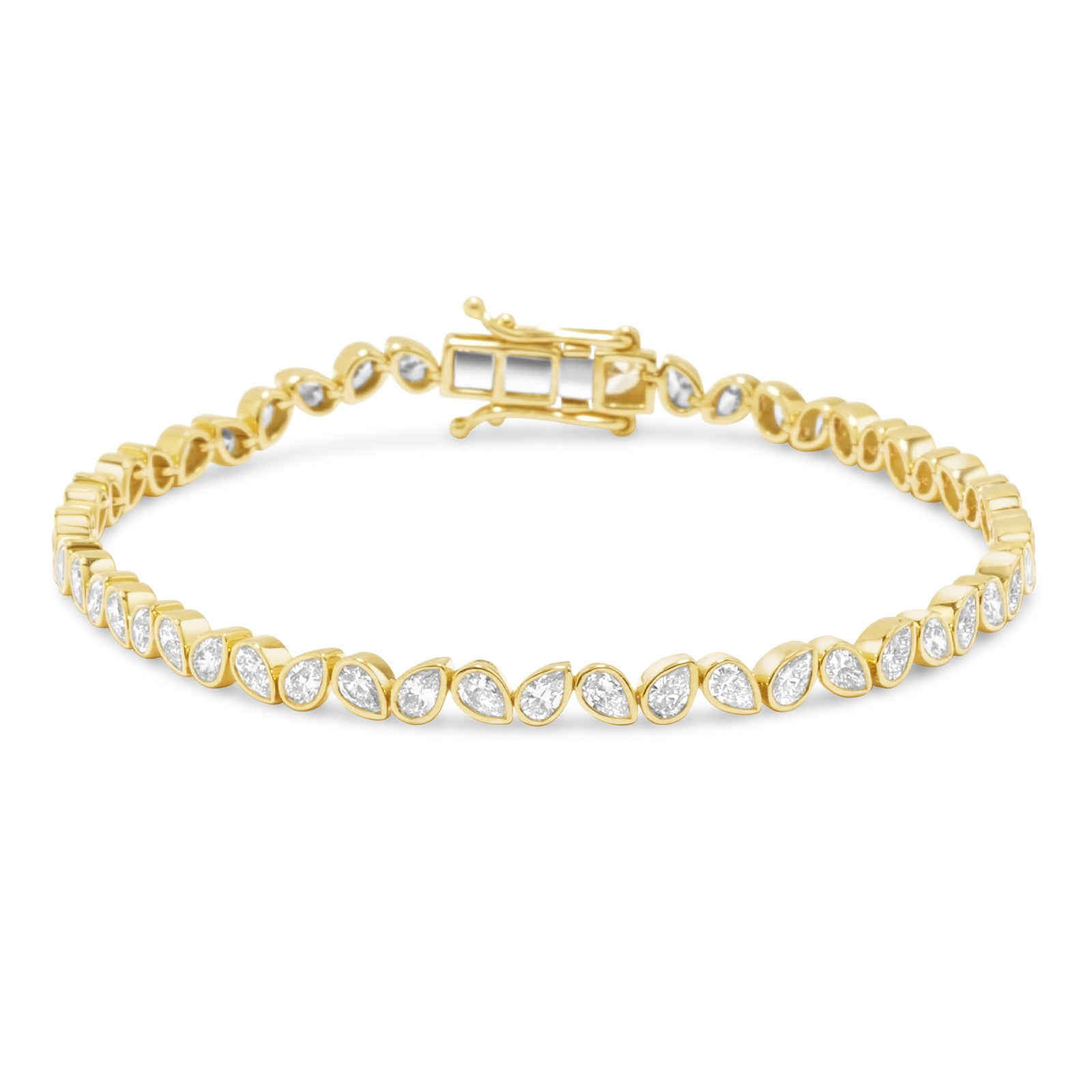 18K Natural Diamond Teardrop Tennis Bracelet