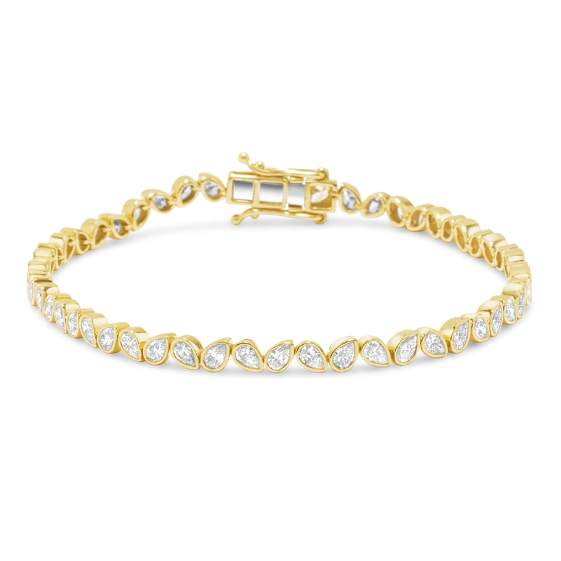 18K Natural Diamond Teardrop Tennis Bracelet