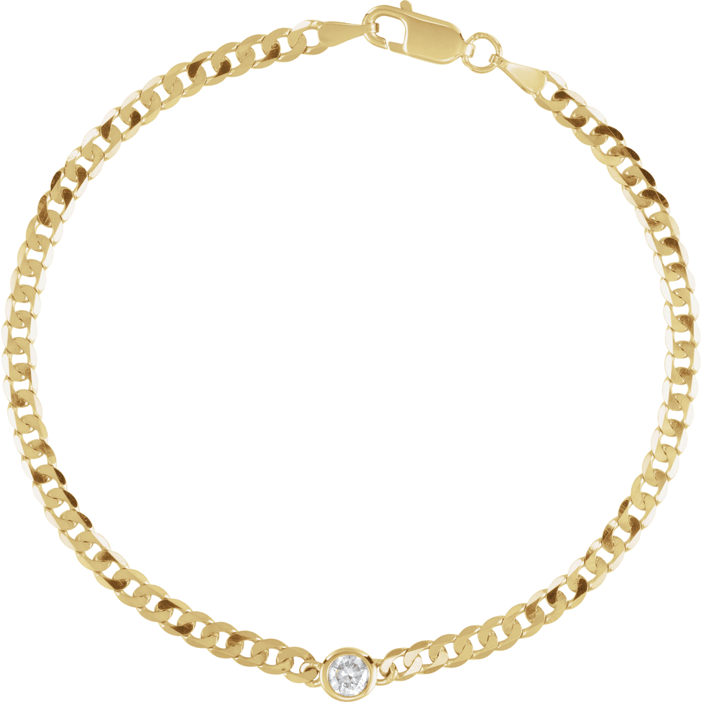 14K Natural Gemstone Link Bracelet