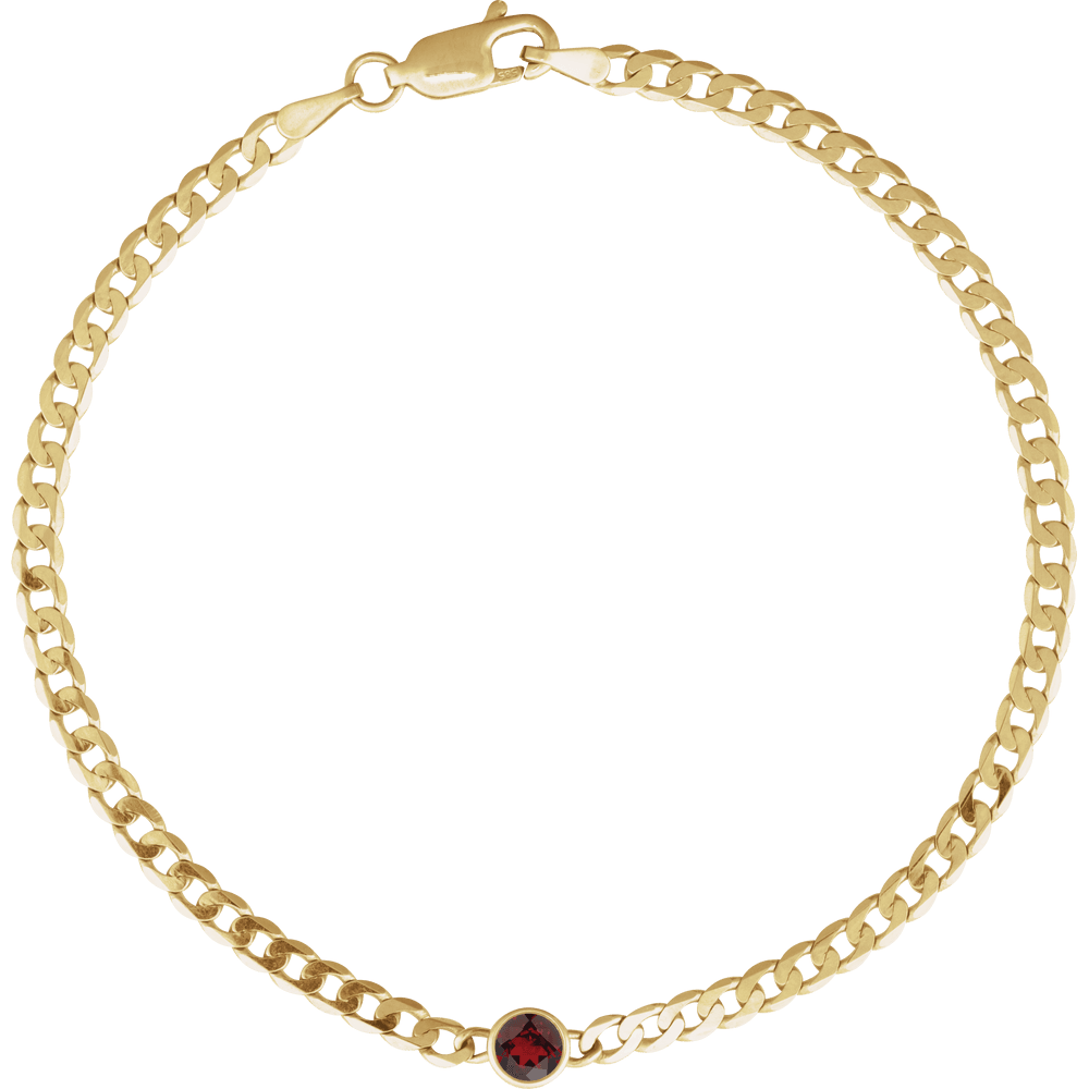 14K Natural Gemstone Link Bracelet