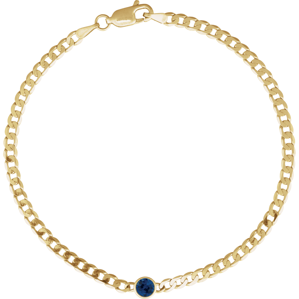 14K Natural Gemstone Link Bracelet