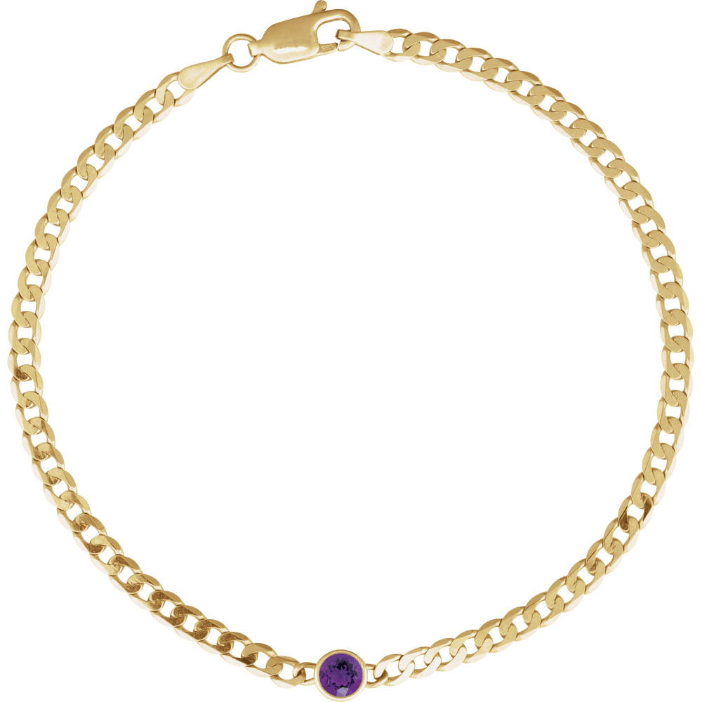 14K Natural Gemstone Link Bracelet