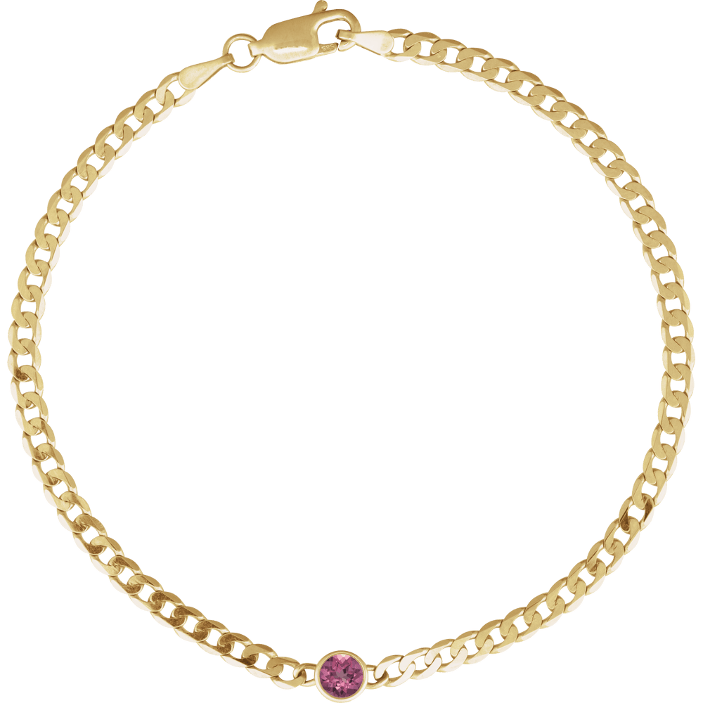 14K Natural Gemstone Link Bracelet