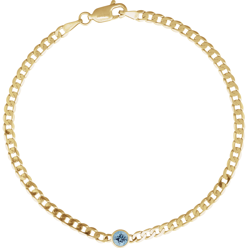 14K Natural Gemstone Link Bracelet