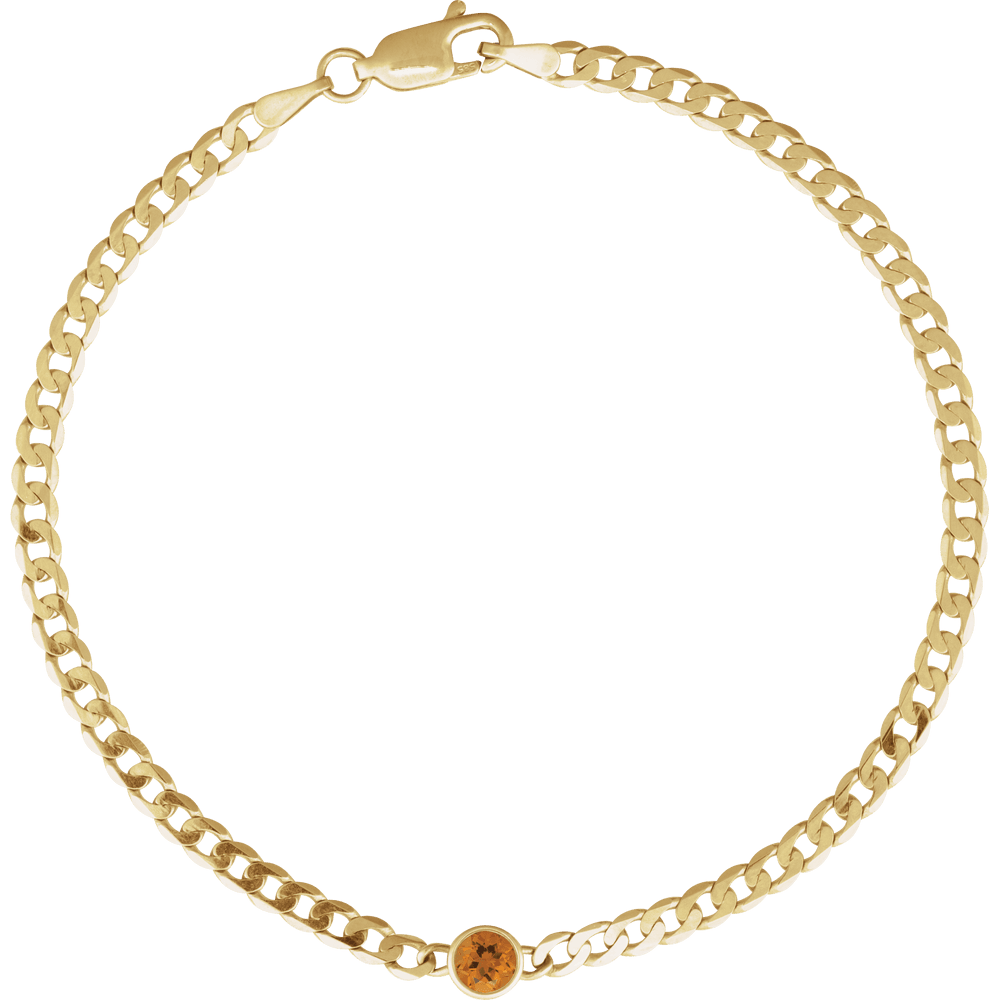 14K Natural Gemstone Link Bracelet