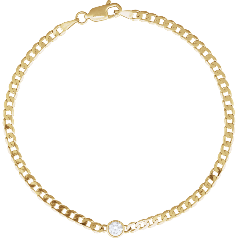 14K Natural Gemstone Link Bracelet