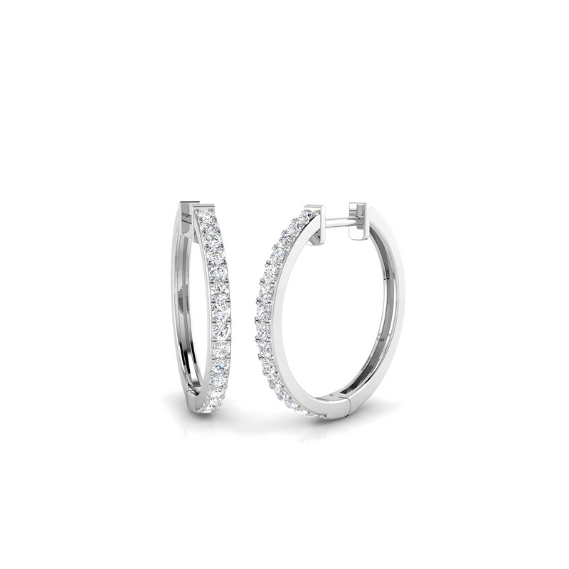 18K Natural Diamond Comfort Fit Hoops Earring
