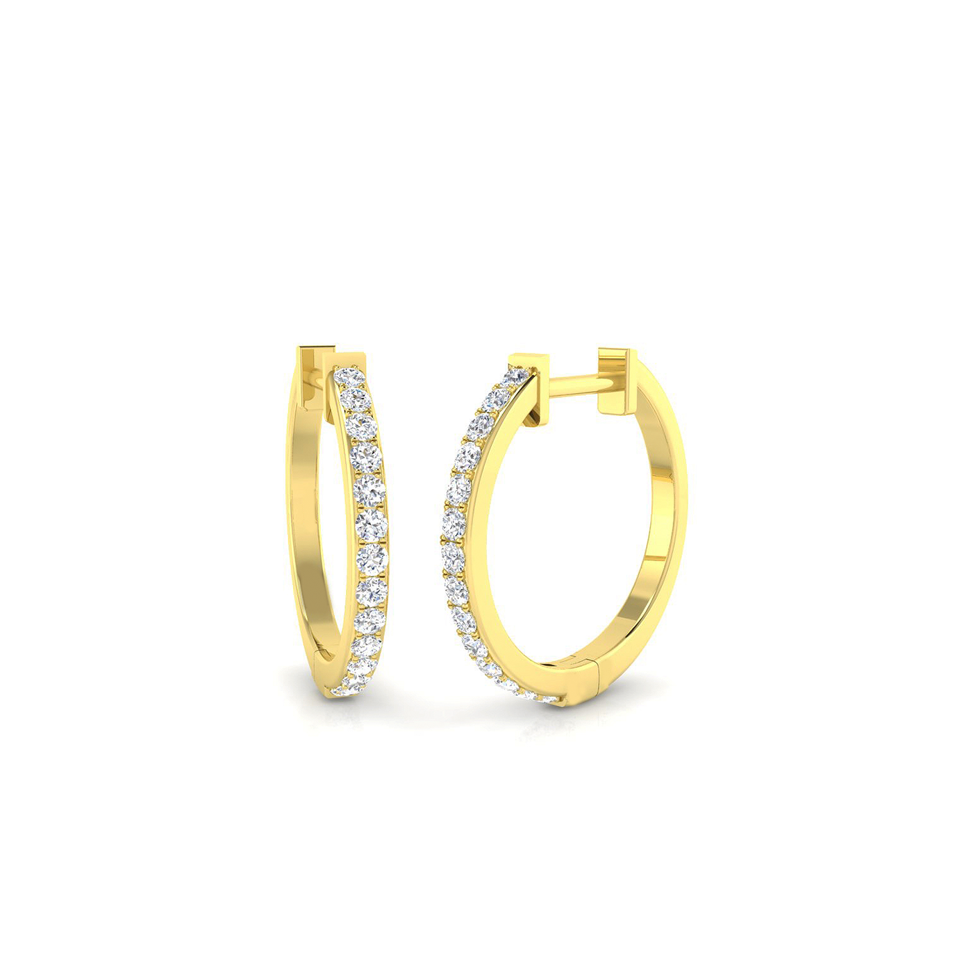 18K Natural Diamond Comfort Fit Hoops Earring