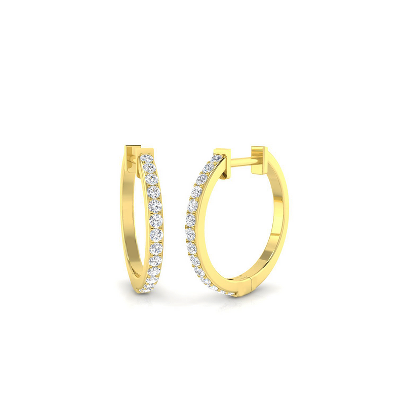 18K Natural Diamond Comfort Fit Hoops Earring