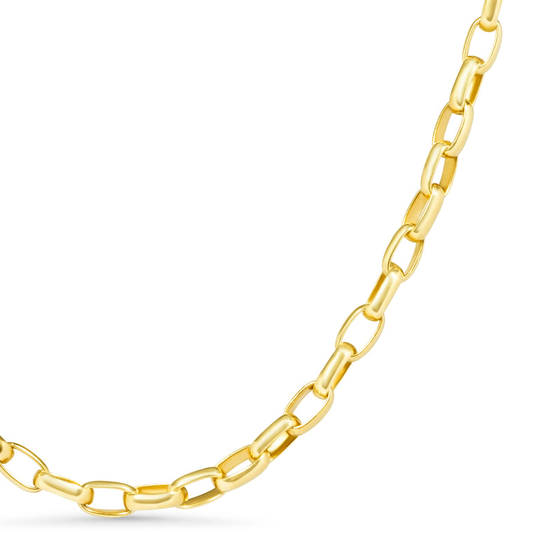 14K Gold Puffy Oval Cable Chain Necklace