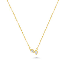 18K Bezel Set Couple Pear Diamond Necklace