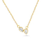 18K Bezel Set Couple Pear Diamond Necklace