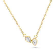 18K Bezel Set Couple Pear Diamond Necklace