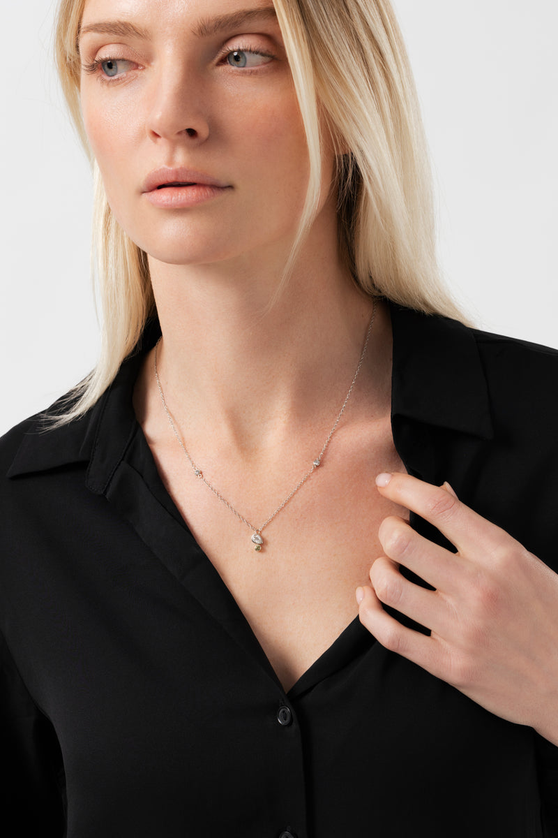 18K Pear Diamond and Gemstone Necklace