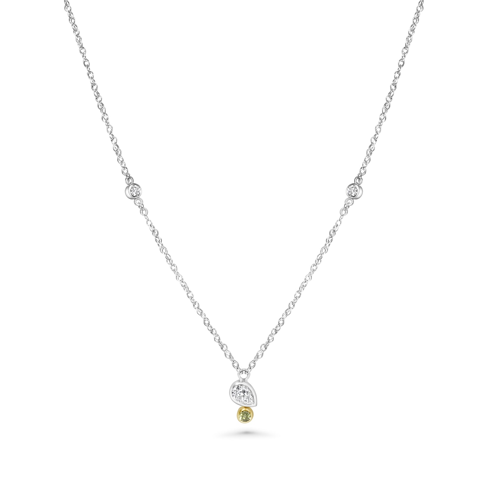 18K Pear Diamond and Gemstone Necklace