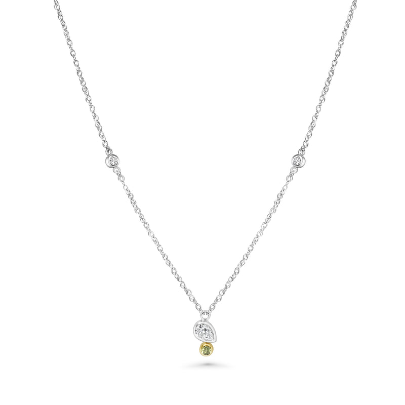 18K Pear Diamond and Gemstone Necklace