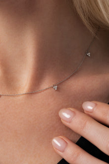 14K Natural Diamond 0.28ct Leaf Station Necklace