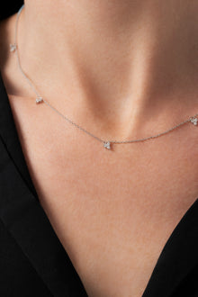 14K Natural Diamond 0.28ct Leaf Station Necklace