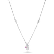 18K Cluster Lab Grown Diamonds and Gemstone Necklace