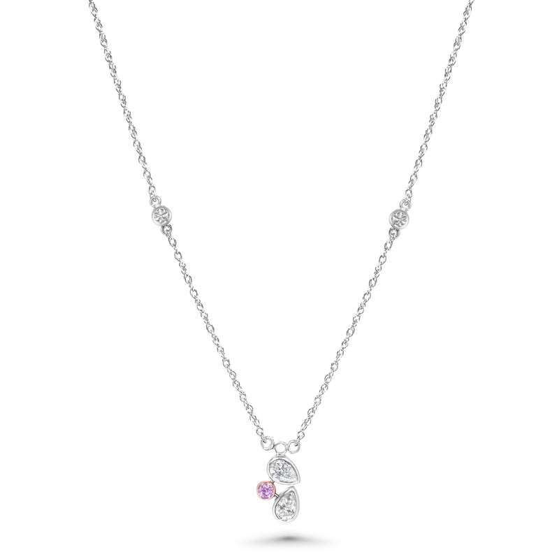18K Cluster Diamonds and Gemstone Necklace