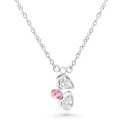 18K Cluster Lab Grown Diamonds and Gemstone Necklace