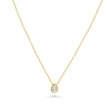 18K Bezel Set Pear Diamond Solitaire Necklace