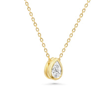 18K Bezel Set Pear Diamond Solitaire Necklace