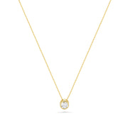 18K Bezel Set Round Diamond Solitaire Necklace
