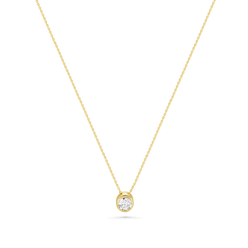 18K Bezel Set Round Diamond Solitaire Necklace