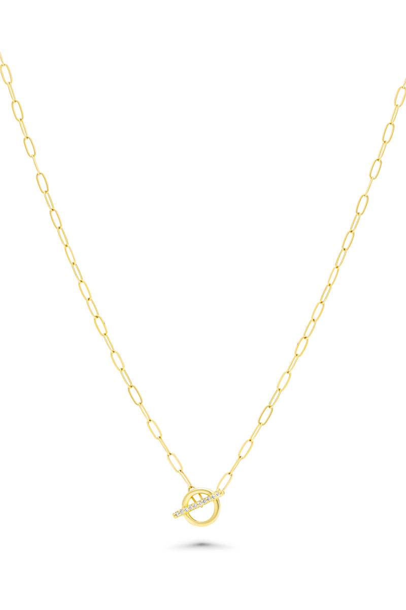 14K Natural Diamond Toggle Necklace